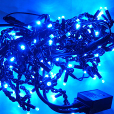 Гирлянда светодиодная 8 метров 100LED UTL черный провод 8 режимов Синий