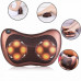 Подушка роликовый массажер для шеи спины и ног Massage Pillow от 12V и 220V (для дома и машины) Коричневая 4 ролика
