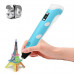 3D ручка 3D PEN-2 MyRiwell ORIGINAL с LCD дисплеем для 3Д рисования ребенку Голубая (с пластиком в комплекте)