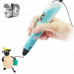 3D ручка 3D PEN-2 MyRiwell ORIGINAL с LCD дисплеем для 3Д рисования ребенку Голубая (с пластиком в комплекте)