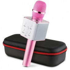 Беспроводной караоке микрофон UTM с динамиками в чехле Bluetooth USB Q7 Pink