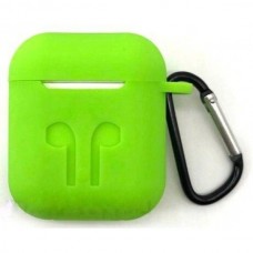 Чехол для AirPods силиконовый с карабином, Зеленый