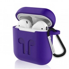 Чехол для AirPods силиконовый с карабином, Синий