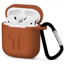 Чехол для AirPods силиконовый с карабином, Оранжевый