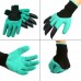 Перчатки для сада Garden Genie Gloves с пластиковыми когтями Черно-бирюзовые