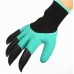 Перчатки для сада Garden Genie Gloves с пластиковыми когтями Черно-бирюзовые