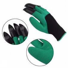Перчатки для сада Garden Genie Gloves с пластиковыми когтями Черно-бирюзовые