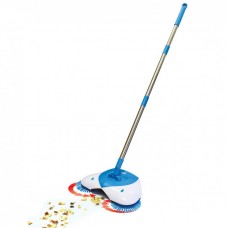 Механическая турбо щётка веник швабра для уборки пола Hurricane Spin Broom Три вращающихся щетки Бело-голубая