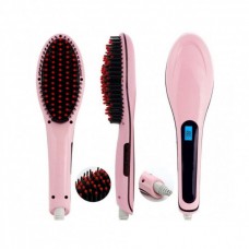Электрический выпрямитель в виде расчёски Fast Hair Straightener Plus с LCD-экраном 300 Вт, Розовый