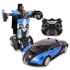 Машина-трансформер с пультом и аккумулятором AUTOBOTS Bugatti Veyron дальность управления 30 м Синяя