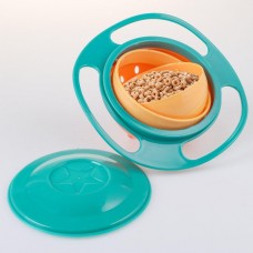 Детская тарелка-неваляшка Universal Gyro Bowl небьющаяся 18х18 см Голубой с оранжевым