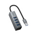 USB-хаб зовнішній 4 порти Hoco HB1B 0.2 м сріблястий (RZN-23106818)