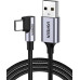 Кабель USB/Type-C 0.5 м UGREEN US284 Angled 18 Вт 3 А чорний (RZN-23105880)