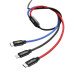 Кабель 3в1 USB/Apple Lightning+Type-C+microUSB 0.3 м Baseus Three Primari Colors 3.5 A чорний (RZN-23105482)