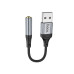 Перехідник USB M/3.5 мм AUX F 12 см HOCO LS36 Fresh чорний зі сріблястим (RZN-23105458)