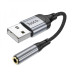 Перехідник USB M/3.5 мм AUX F 12 см HOCO LS36 Fresh чорний зі сріблястим (RZN-23105458)