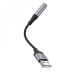 Перехідник USB M/3.5 мм AUX F 12 см HOCO LS36 Fresh чорний зі сріблястим (RZN-23105458)