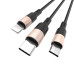 Кабель 3в1 USB/Apple Lightning+Type-C+microUSB 1 м Hoco X26 Xpress чорний з золотистим (RZN-23106783)