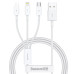 Кабель 3в1 USB/Apple Lightning+Type-C+microUSB 1.5 м Baseus Superior 3.5 A білий (RZN-23106930)