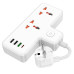 Мережевий фільтр-подовжувач 2 розетки HOCO AC12A 3хUSB/Type C 10 А 0.85 м білий (RZN-23105123)