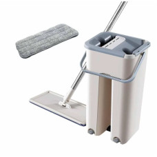 Швабра и Ведро Большое Scratch Cleaning Mop со складной ручкой и системой отжима, две насадки микрофибры