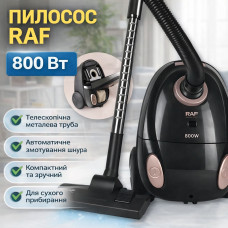 Бытовой пылесос RAF R.8677 800 Вт с телескопической трубой и автоматической смоткой шнура (RAF8677-AV)