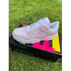 Женские кроссовки  NIKE DUNK , натуральная кожа , белые с розовыми вставками(2013A-AV)