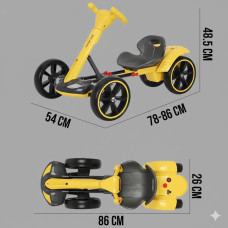 Детский электромобиль Go-Kart складной / Желтый на аккумуляторе 6V / С регулируемой рамой, до 50 кг HL-B6