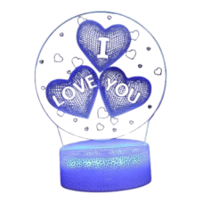 3D Ночник в виде сердца с надписью I Love You Прикроватная лампа LED 7 цветов свечения(NNLED77-AV)