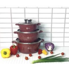 Набор котлов Higher Kitchen HK-325i с антипригарным покрытием набор круглых кастрюль с крышками, Красный (REDHK325-AV)