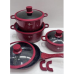Набор котлов Higher Kitchen HK-325i с антипригарным покрытием набор круглых кастрюль с крышками, Красный (REDHK325-AV)