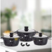 Набор посуды Higher kitchen НК 325i гранитное покрытие с силиконовими крышками из 8 предметов Черный (BLACНК325 -AV)