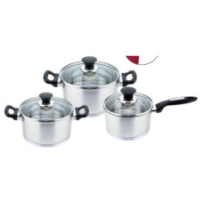Набор посуды Haus Roland GS-01139R-6PC, 6 предметов из нержавеющей стали 1,9/3,6/6,1 л, с бакелитовыми ручками. Серебристый (GS-01