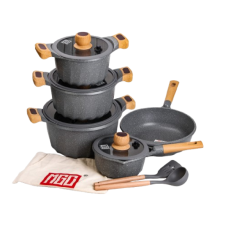 Набір посуду, 4 каструлі, алюмінієве товсте дно MGC з лопаткою і ополоником, сірий HP-4-404G (LG-2358506267)