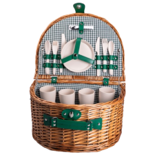 Кошик плетений для пікніка з посудом на 4 персони 41х31х22 см набір посуду туристичний для кемпінгу HP-ZQ-2 (LG-HP-ZQ-2)