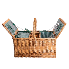 Кошик плетений для пікніка з посудом на 4 персони 48х33х43 см набір посуду туристичний для кемпінгу HP-ZQ-3 (LG-HP-ZQ-3)