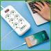Сетевой удлинитель Power Socket D6 на 6 розеток с выключателем и LED-индикатором, 4 USB и Type-C (PD), кабель 3 м, 2500 Вт (PWD6-AV)