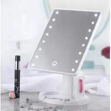 Настольное Зеркало с подсветкой Large 16LED Mirror для макияжа Белый (MIR366-AV)