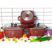 Набор кастрюль с крышками Higher Kitchen HK-302i антипригарное гранитное покрытие для всех типов плит Красный (HK-3021-AV)