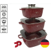 Набор кастрюль с крышками Higher Kitchen HK-302i антипригарное гранитное покрытие для всех типов плит Красный (HK-3021-AV)