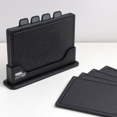 Набор разделочных досок Zepline ZP-00220 Черный — 5 предметов с подставкой