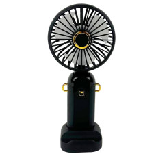 Вентилятор портативний Mini fan AND XL-880 діаметр 9 см з підставкою для телефону та дисплеєм чорний (RZN-23101873)
