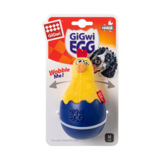М'яка іграшка для собак Курча-неваляшка з пищалкою Gigwi EGG 75476 14 см жовтий з синім (RZN-23100769)