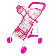 Іграшкова коляска для ляльок 43 х 38 х 27 см 899K-1E зі світловими ефектами рожевий (RZN-23102611)