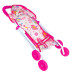 Іграшкова коляска для ляльок 43 х 38 х 27 см 899K-1E зі світловими ефектами рожевий (RZN-23102611)