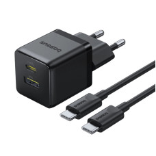 Зарядний пристрій з кабелем Type-C+USB/Type-C 1 м Baseus Palm Fast Charger 30 W 12 V 2.5 А чорний (RZN-23106509)