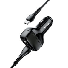 Автомобільний зарядний пристрій з кабелем 2хUSB/Type-C HOCO Z36 Leader dual port 24 V чорний (RZN-23101313)