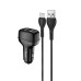 Автомобільний зарядний пристрій з кабелем 2хUSB/Type-C HOCO Z36 Leader dual port 24 V чорний (RZN-23101313)