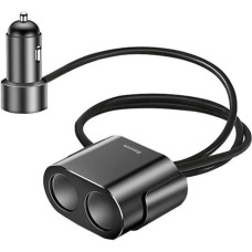 Розгалужувач прикурювача з подовжувачем Baseus High Efficiency 2хUSB зарядний пристрій чорний (RZN-23101312)