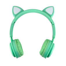 Навушники дитячі бездротові накладні MZ-08M LED MP3 Bluetooth з вушками зелений (RZN-23102610)